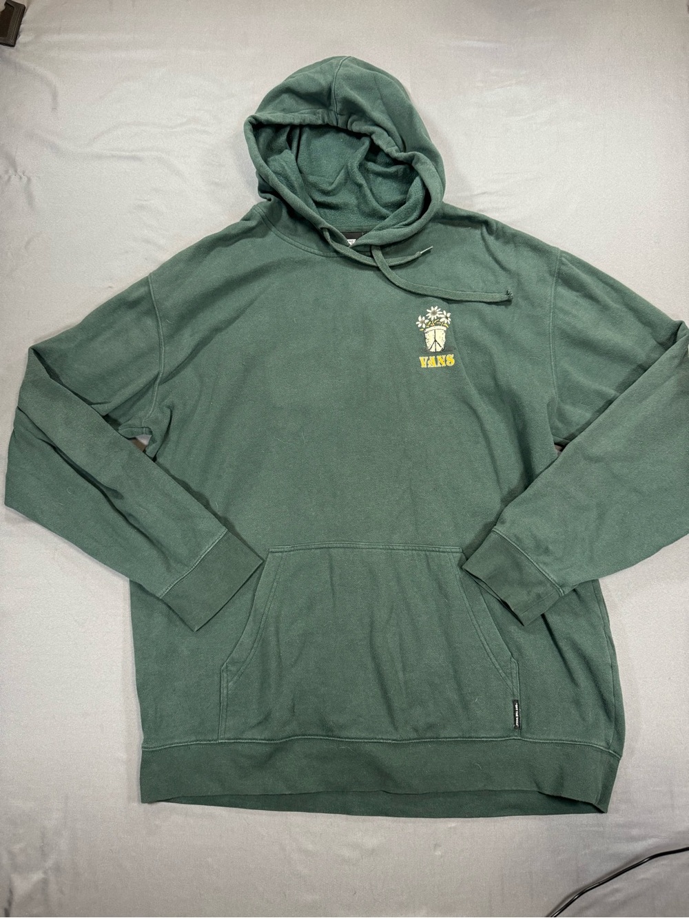 Vans Green Hoodie with Yellow Floral Skull Graphic - Picture 2 of 6